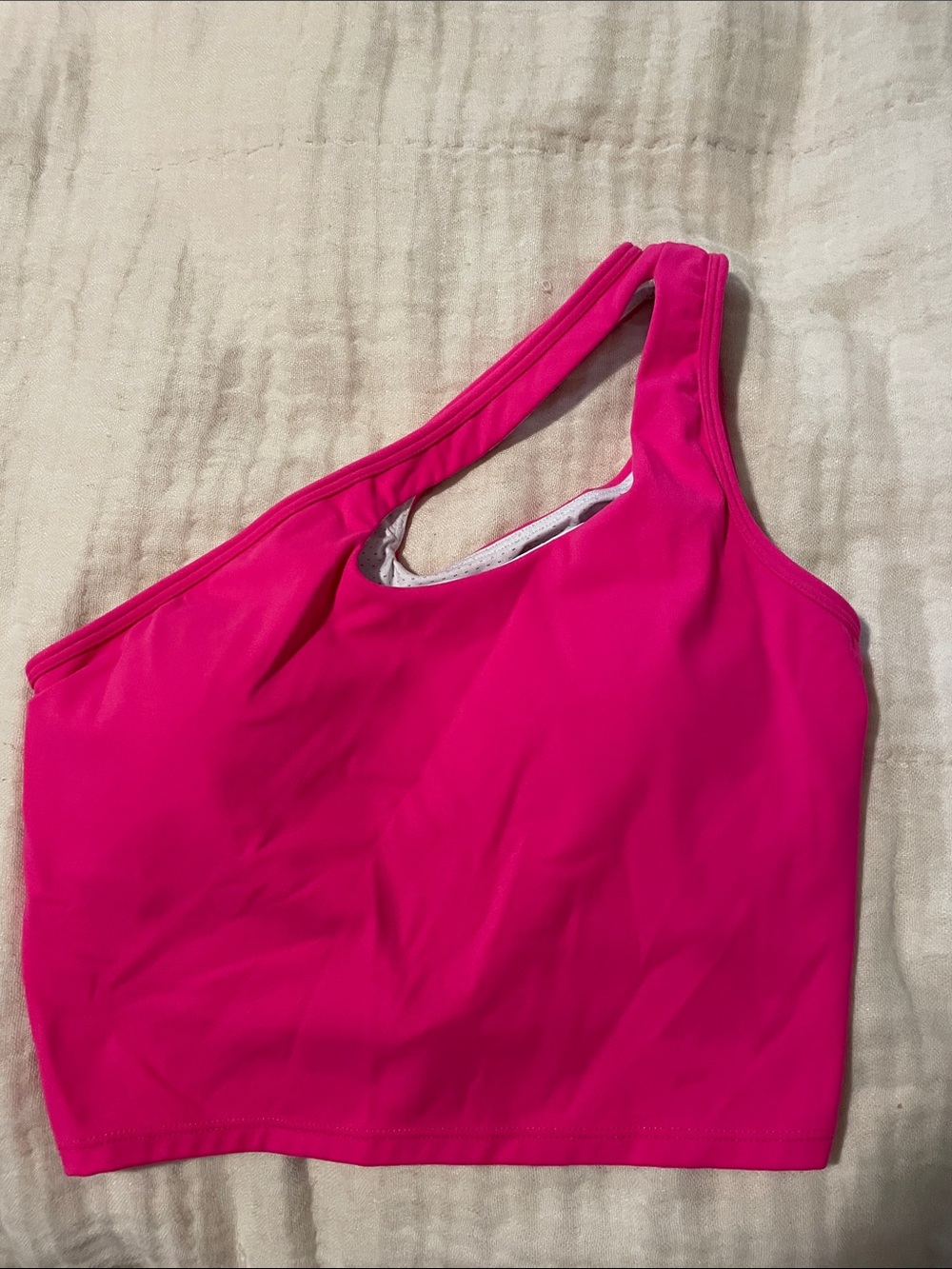 One-Shoulder Hot Pink Crop Top With Padding